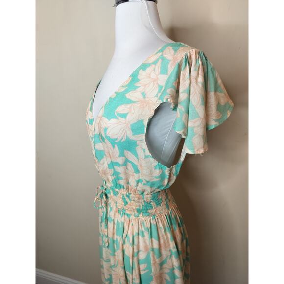 Tiare Hawaii Floral Maxi Dress Open Back Smocked Waist Beach - Picture 6 of 12